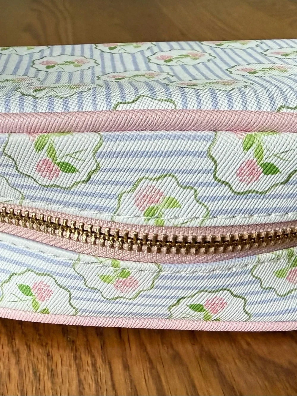 The Vintage Cosmetic Company Floral Makeup Bag Travel Toiletry Case Pink Blue